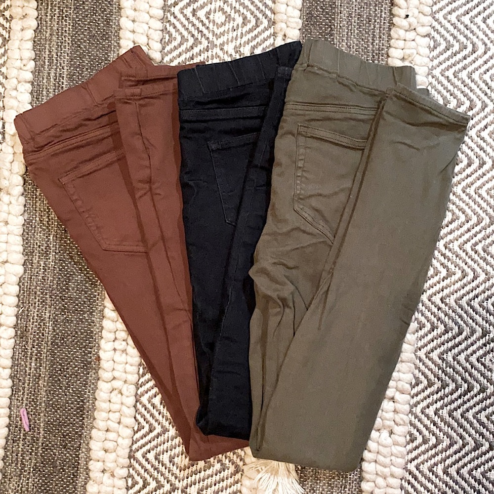 Women's Elastic Waist High Rise Pull On Skinny Jeans - set of 3 - size 6